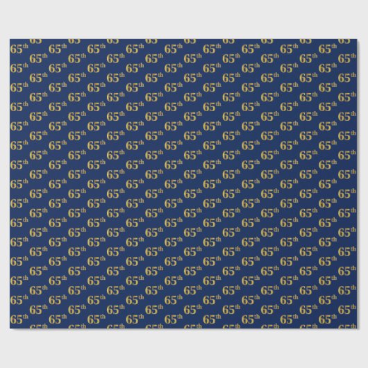Blue, Faux Gold 65th (65th) Event Cadeaupapier (Vlak)