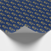 Blue, Faux Gold 65th (65th) Event Cadeaupapier (Hoek)
