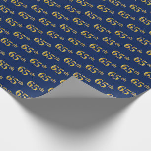 Blue, Faux Gold 65th (65th) Event Cadeaupapier