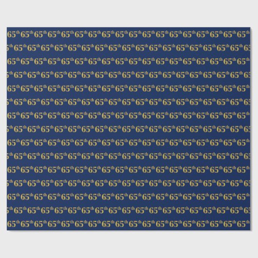 Blue, Faux Gold 65th (65th) Event Cadeaupapier (Vlak)