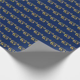 Blue, Faux Gold 65th (65th) Event Cadeaupapier