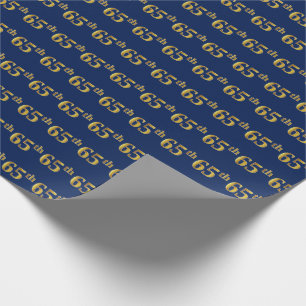 Blue, Faux Gold 65th (65th) Event Cadeaupapier