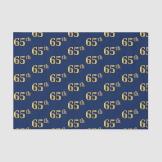 Blue, Faux Gold 65th (65th) Event Tissuepapier (Voorkant)