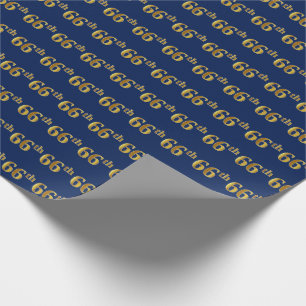 Blue, Faux Gold 66th (66th) Event Cadeaupapier