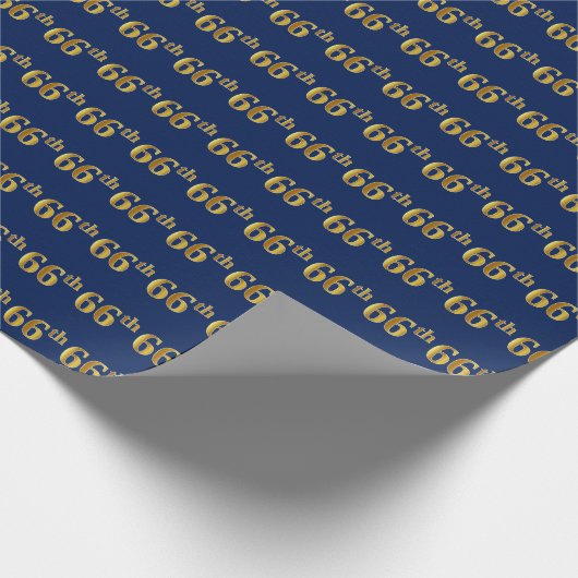 Blue, Faux Gold 66th (66th) Event Cadeaupapier (Hoek)