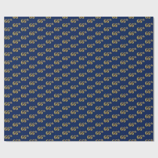 Blue, Faux Gold 66th (66th) Event Cadeaupapier (Vlak)