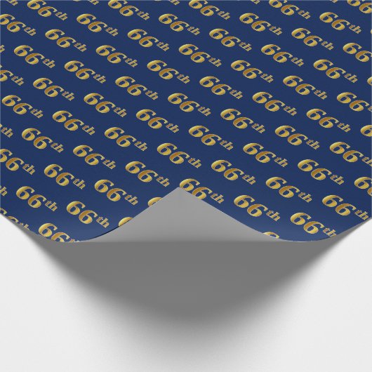 Blue, Faux Gold 66th (66th) Event Cadeaupapier (Hoek)