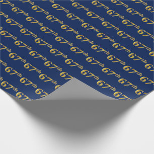 Blue, Faux Gold 67th (67th) Event Cadeaupapier