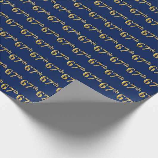 Blue, Faux Gold 67th (67th) Event Cadeaupapier (Hoek)