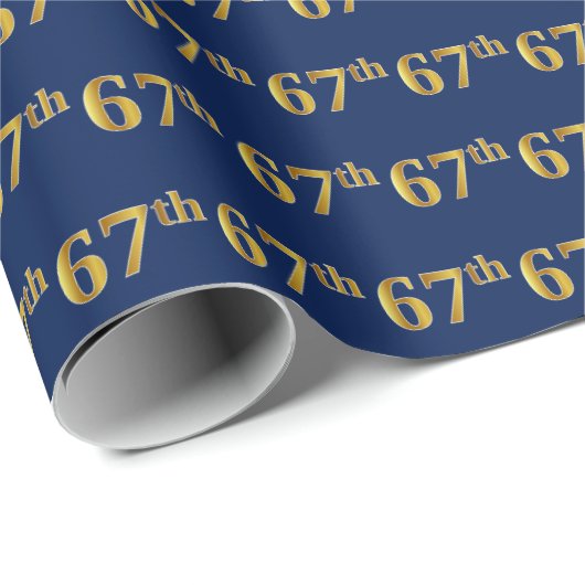 Blue, Faux Gold 67th (67th) Event Cadeaupapier (Rol Hoek)
