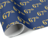 Blue, Faux Gold 67th (67th) Event Cadeaupapier (Rol Hoek)