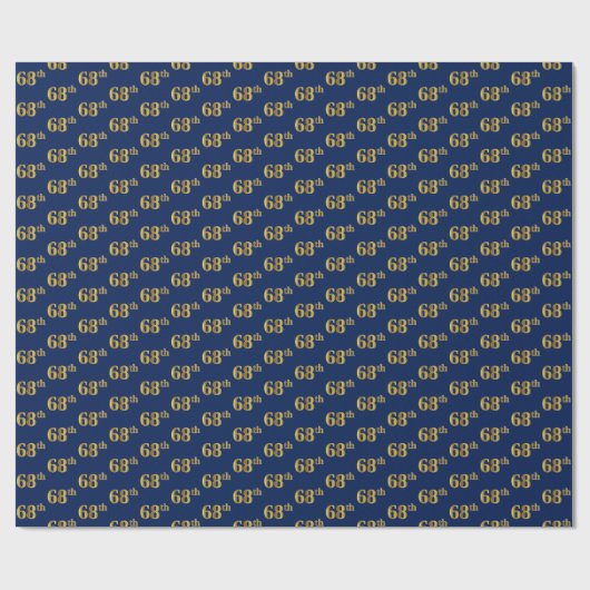 Blue, Faux Gold 68th (68ste) event Cadeaupapier (Vlak)