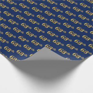 Blue, Faux Gold 68th (68ste) event Cadeaupapier