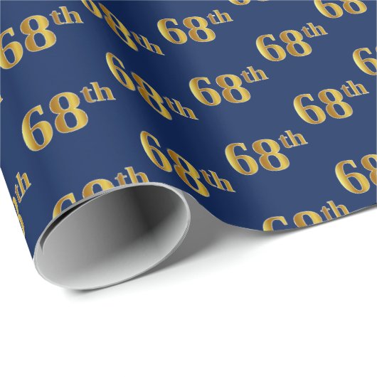 Blue, Faux Gold 68th (68ste) event Cadeaupapier (Rol Hoek)