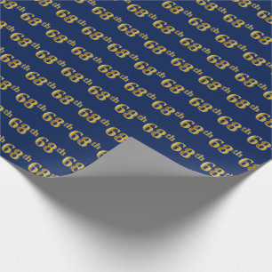 Blue, Faux Gold 68th (68ste) event Cadeaupapier