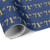 Blue, Faux Gold 71st (71e) gebeurtenis Cadeaupapier (Rol Hoek)