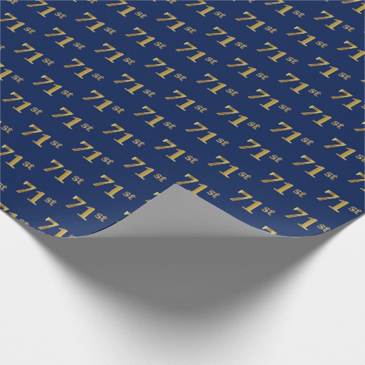 Blue, Faux Gold 71st (71e) gebeurtenis Cadeaupapier (Hoek)