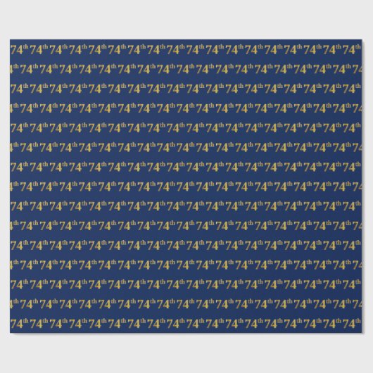 Blue, Faux Gold 74th (74e) event Cadeaupapier (Vlak)