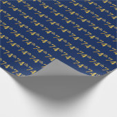 Blue, Faux Gold 74th (74e) event Cadeaupapier (Hoek)