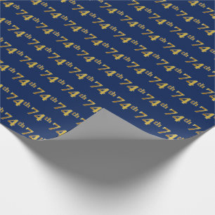 Blue, Faux Gold 74th (74e) event Cadeaupapier