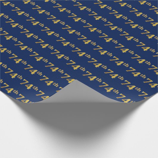 Blue, Faux Gold 74th (74e) event Cadeaupapier (Hoek)