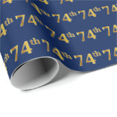 Blue, Faux Gold 74th (74e) event Cadeaupapier (Rol Hoek)
