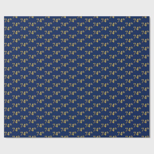 Blue, Faux Gold 74th (74e) event Cadeaupapier (Vlak)