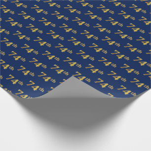 Blue, Faux Gold 74th (74e) event Cadeaupapier