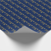 Blue, Faux Gold 75th (vijfenzeventig) event Cadeaupapier (Hoek)