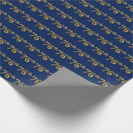 Blue, Faux Gold 76th (Zesenzeventig) event Cadeaupapier