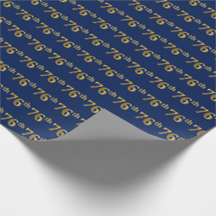 Blue, Faux Gold 76th (Zesenzeventig) event Cadeaupapier