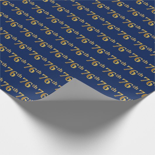 Blue, Faux Gold 76th (Zesenzeventig) event Cadeaupapier (Hoek)