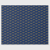 Blue, Faux Gold 76th (Zesenzeventig) event Cadeaupapier (Vlak)