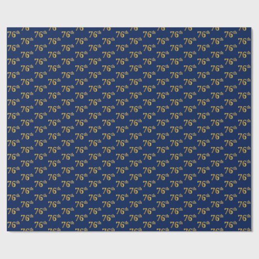 Blue, Faux Gold 76th (Zesenzeventig) event Cadeaupapier (Vlak)