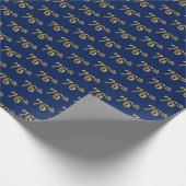 Blue, Faux Gold 76th (Zesenzeventig) event Cadeaupapier (Hoek)