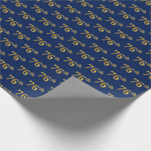 Blue, Faux Gold 76th (Zesenzeventig) event Cadeaupapier