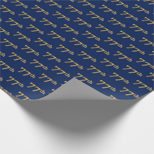 Blue, Faux Gold 77th (77e) Event Cadeaupapier (Hoek)