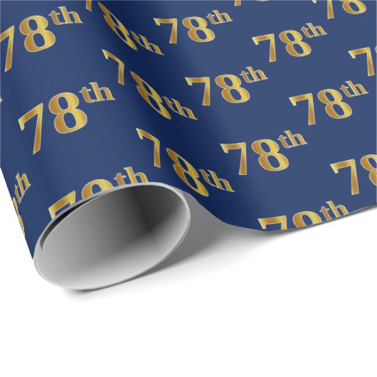 Blue, Faux Gold 78th (achtenzeventig) event Cadeaupapier (Rol Hoek)
