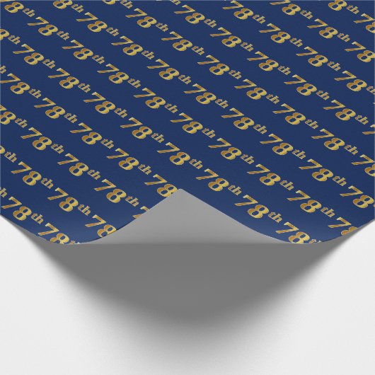 Blue, Faux Gold 78th (achtenzeventig) event Cadeaupapier (Hoek)