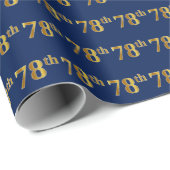 Blue, Faux Gold 78th (achtenzeventig) event Cadeaupapier (Rol Hoek)