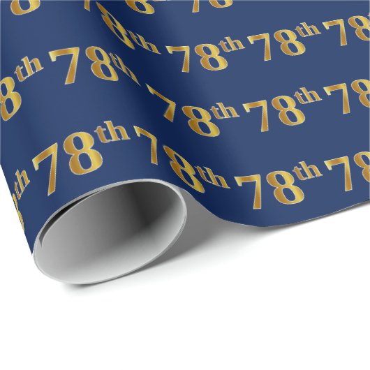 Blue, Faux Gold 78th (achtenzeventig) event Cadeaupapier (Rol Hoek)