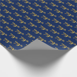 Blue, Faux Gold 79th (79th) Event Cadeaupapier