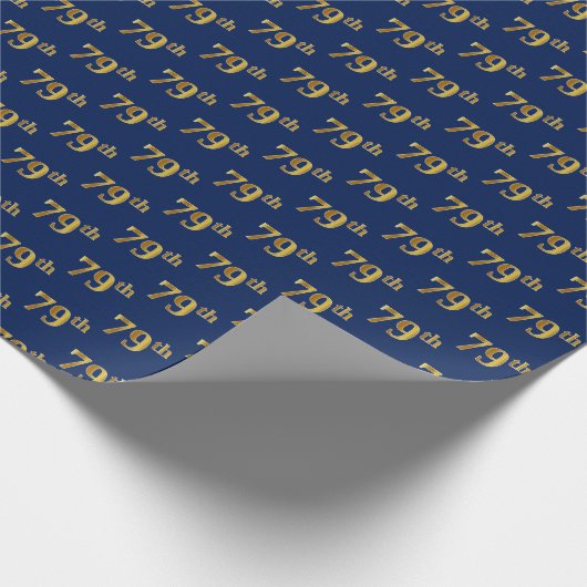 Blue, Faux Gold 79th (79th) Event Cadeaupapier (Hoek)