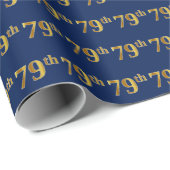 Blue, Faux Gold 79th (79th) Event Cadeaupapier (Rol Hoek)