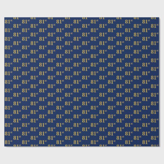 Blue, Faux Gold 81st (81ste) event Cadeaupapier (Vlak)