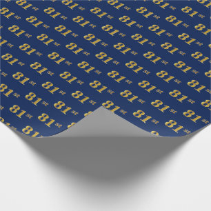 Blue, Faux Gold 81st (81ste) event Cadeaupapier