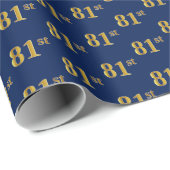 Blue, Faux Gold 81st (81ste) event Cadeaupapier (Rol Hoek)