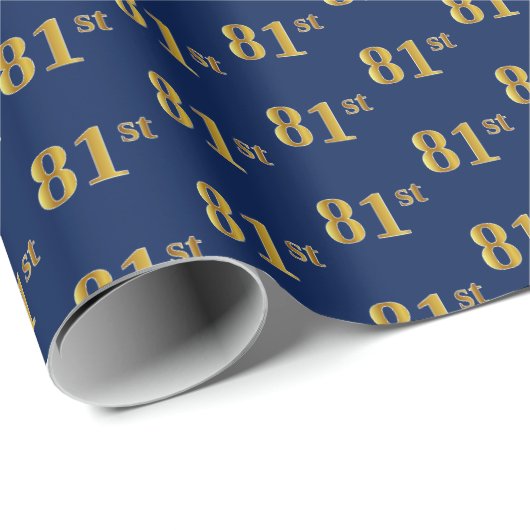Blue, Faux Gold 81st (81ste) event Cadeaupapier (Rol Hoek)