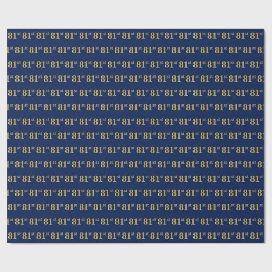Blue, Faux Gold 81st (81ste) event Cadeaupapier (Vlak)