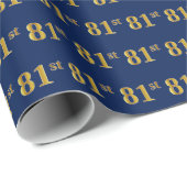 Blue, Faux Gold 81st (81ste) event Cadeaupapier (Rol Hoek)